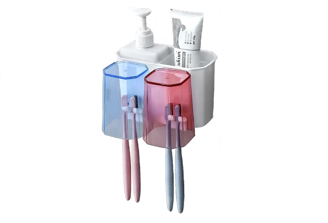 Adhesive Wall Mount Toiletries & Toothbrush Storage