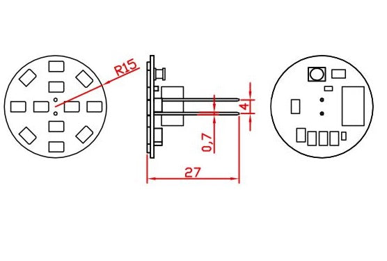 G4 12 LED Warm White, Rear Pin