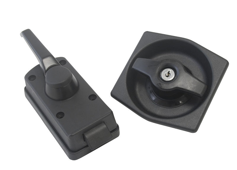 Black Plastic Recessed Caravan Door Lock Right Hand