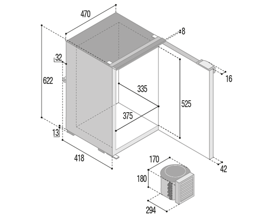 Vitrifrigo C75L 75L 12/24V Fridge, External Compressor
