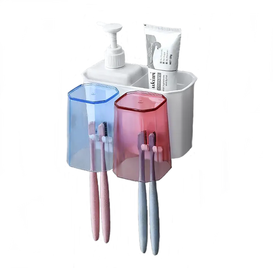 Adhesive Wall Mount Toiletries & Toothbrush Storage