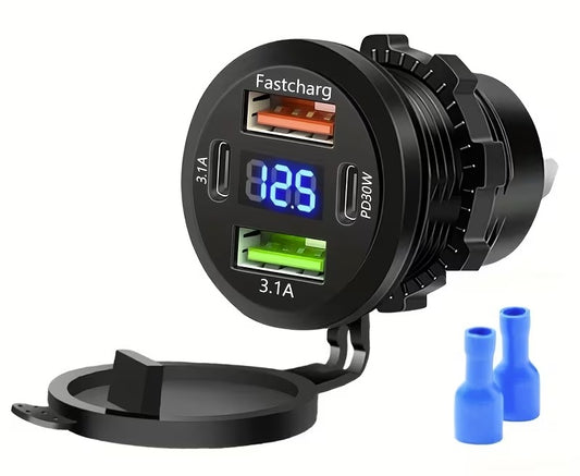 12V 4 Port USB and USB-C Socket