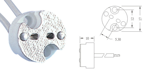 G4 / MR Bi Pin Ceramic Socket
