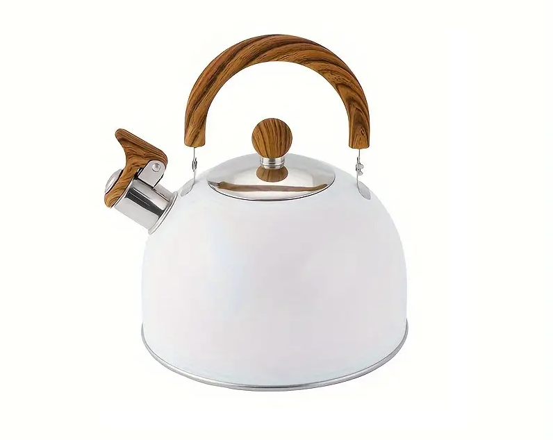 Whistling Stainless Steel Kettle with Folding Handle White