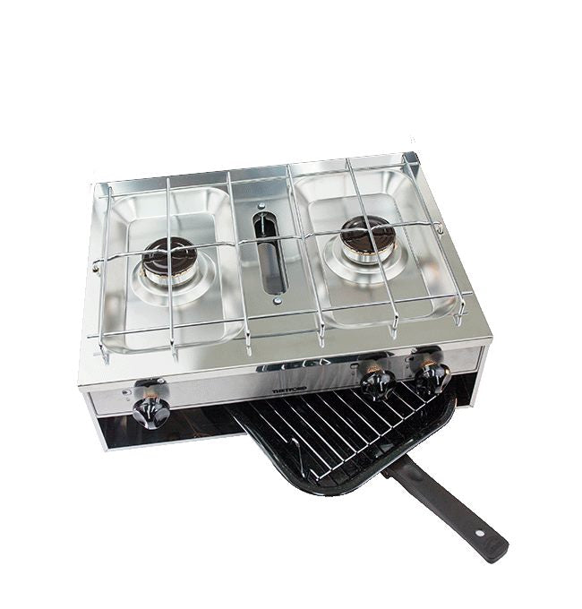 Stainless Steel Stove 2 Hob with Grill