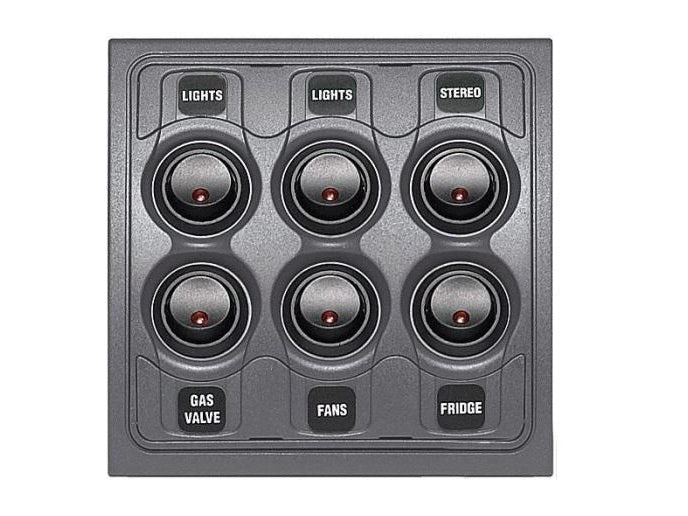 12 Volt Control Panel RV Traveller 6 Way Panel – Gipsy Caravans